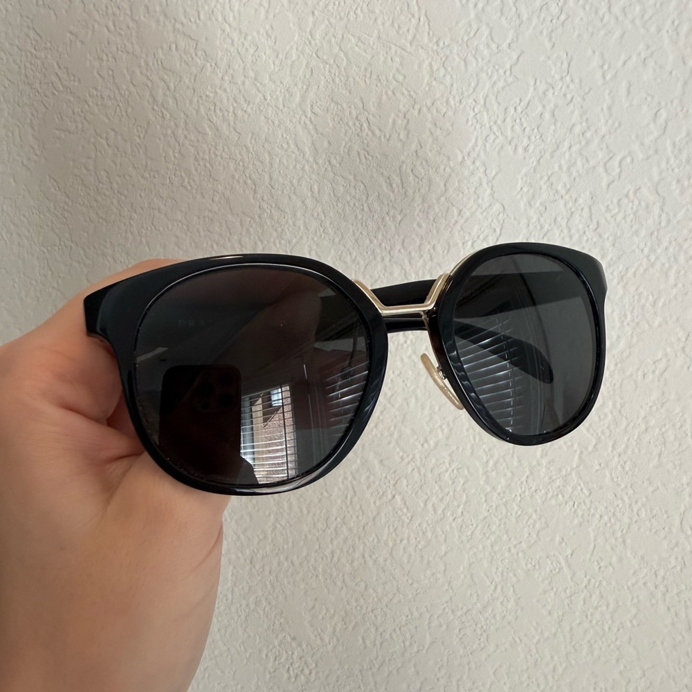 Prada Black Round Women's Sunglasses with Dark Lenses - Picture 5 of 9